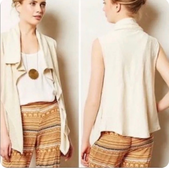 Size S Knit Vest Drapey Beige Boho - Picture 2 of 8